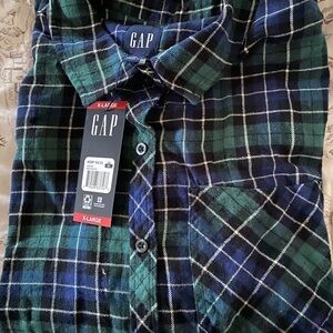 GAP Blue and Green Plaid Button Down Shirt